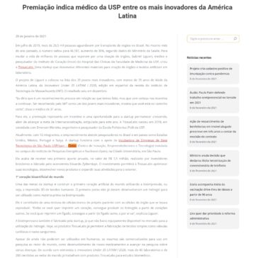 Premiação indica médico da USP entre os mais inovadores da América Latina – FEDAP