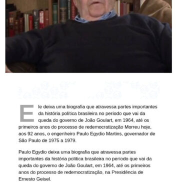 Morre Paulo Egydio Martins, ex-governador de São Paulo – Emergência 190