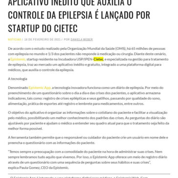 Aplicativo inédito que auxilia o controle da epilepsia é lançado por startup do Cietec – Report 360