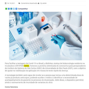 Startup do Cietec fornece proteínas para viabilizar teste rápido de Covid-19 – Valor Agregado