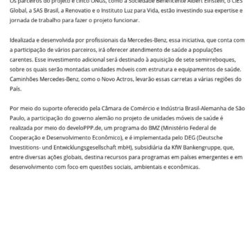 Mercedes-Benz e governo alemão investem 5,5 milhões de euros em saúde – Carga Pesada