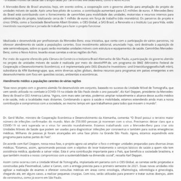 Mercedes-Benz do Brasil e governo alemão ampliam projeto de saúde com investimento de 5,5 milhões de euros – PPTA Soluções E Tecnologia