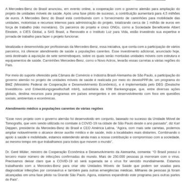 Mercedes-Benz do Brasil e governo alemão ampliam projeto de saúde com investimento de 5,5 milhões – Plantão News