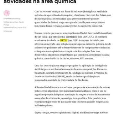Startup brasileira de tecnologia inicia atividades na área química – Canal Executivo Blog
