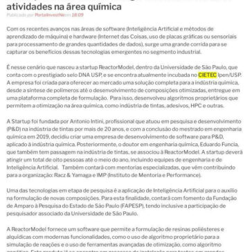 Startup brasileira de tecnologia ReactorModel inicia atividades na área química – Portal Investe NE