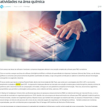 ReactorModel – Startup brasileira de tecnologia inicia atividades na área química – Porta Nbo