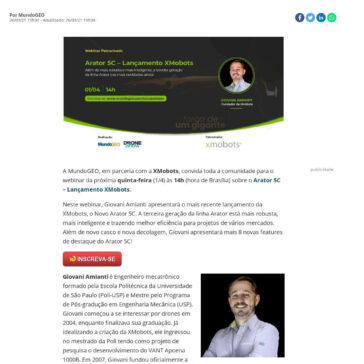 Webinar: ​​​​​​​Arator 5C – Lançamento XMobots, 1 de abril às 14h – Mundo Geo