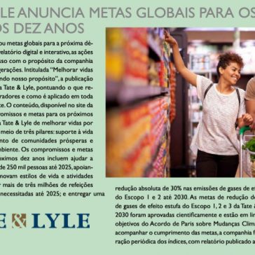 Tate & Lyle anuncia metas globais para os próximos dez anos – Aditivos & Ingredientes