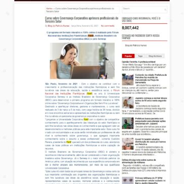 Curso sobre Governança Corporativa aprimora profissionais do Terceiro Setor -Blog do Patrício Nunes