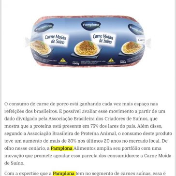 Pamplona lança Carne Moída Suína – E-compare