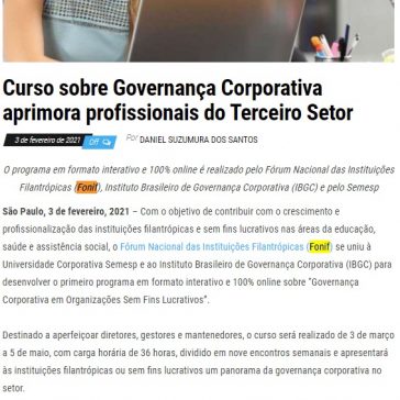 Curso sobre Governança Corporativa aprimora profissionais do Terceiro Setor – Jornal Dia Dia