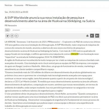 A SVP Worldwide anuncia sua nova instalação de pesquisa e desenvolvimento aberta na área de Huskvarna/Jönköping, na Suécia –  A Tarde (On-line)