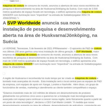 A SVP Worldwide anuncia sua nova instalação de pesquisa e desenvolvimento aberta na área de Huskvarna/Jönköping, na Suécia – Infinito Pensamento