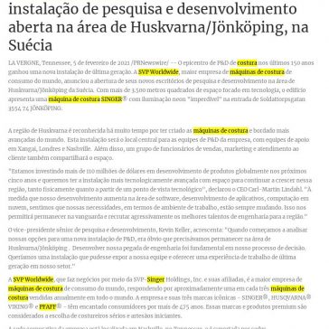 A SVP Worldwide anuncia sua nova instalação de pesquisa e desenvolvimento aberta na área de Huskvarna/Jönköping, na Suécia – Seu Crédito Digital