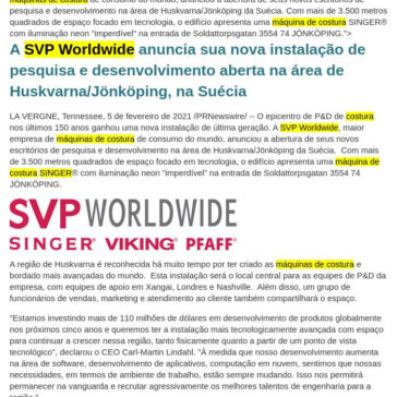 A SVP Worldwide anuncia sua nova instalação de pesquisa e desenvolvimento aberta na área de Huskvarna/Jönköping, na Suécia – Top Sector