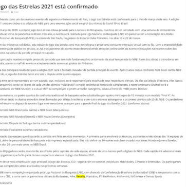 Jogo das Estrelas 2021 está confirmado – Jornal do Oeste