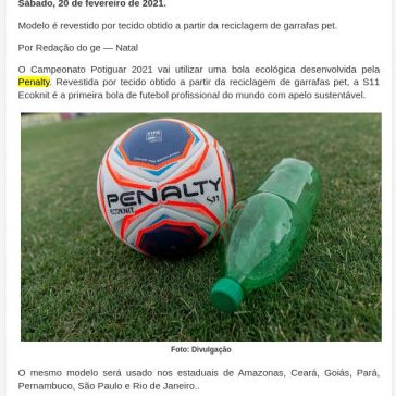 Conheça a bola ecológica que será usada no Campeonato Potiguar 2021!- Escrete de Ouro