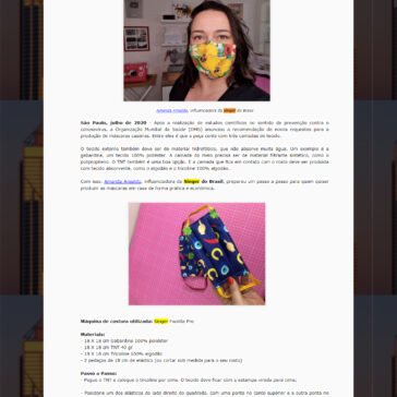 Moda e saude – Aprenda a produzir máscaras de proteção com as novas regras da OMS – SintoniaSP
