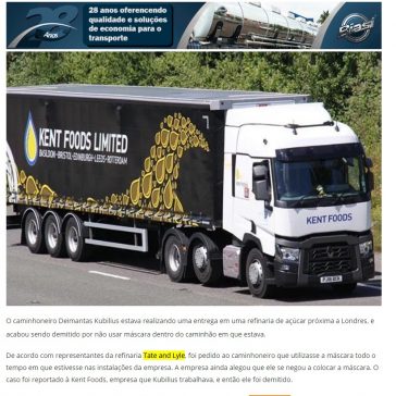 Motorista inglês é demitido por não usar máscara dentro da cabine do seu caminhão – Blog do Caminhoneiro