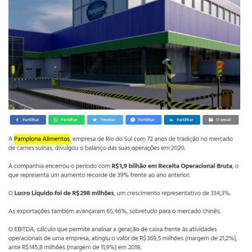 Pamplona Alimentos S.A. amplia faturamento em 39% em 2020 – Suino.com