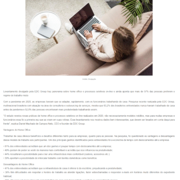 Pesquisa aponta que mais de 62% dos brasileiros nunca haviam trabalhado de casa antes da pandemia – Segs