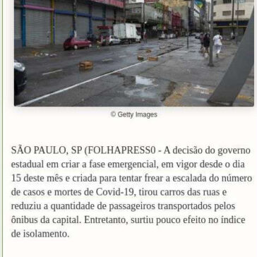 Índice de isolamento aumenta pouco, mesmo com redução de carros nas ruas – INFONAVWEB Notícias