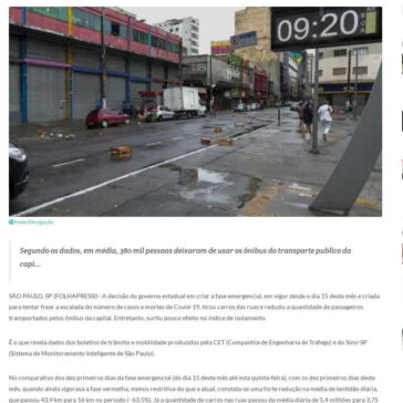 Índice de isolamento aumenta pouco, mesmo com redução de carros nas ruas – RÁDIO CULTURA FM 101,7