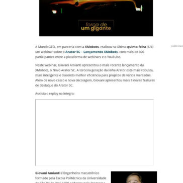 Disponível o replay do webinar de lançamento do ​​​drone ​​​​Arator 5C da XMobots – MundoGeo