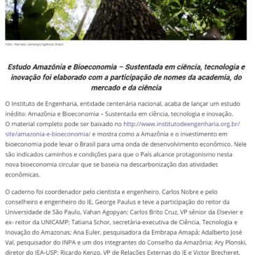 INSTITUTO DE ENGENHARIA LANÇA ESTUDO INÉDITO SOBRE AMAZÔNIA E AS OPORTUNIDADES DA BIOECONOMIA NO BRASIL – Cidades Inteligentes
