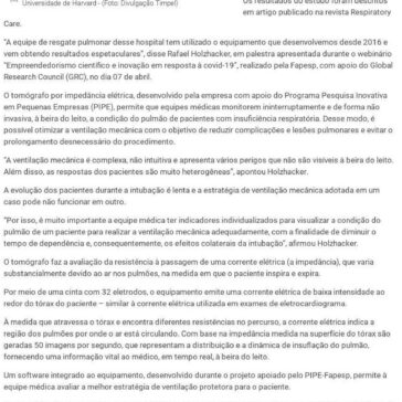 Tecnologia brasileira reduz uso de pulmão artificial em paciente grave – Bahia Jornal