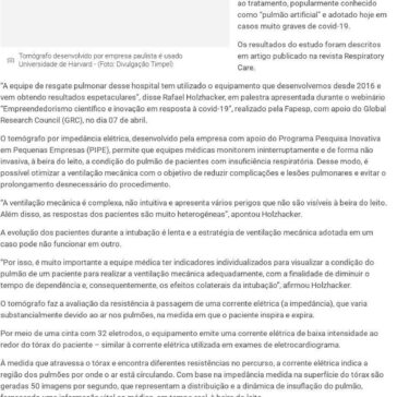 Tecnologia brasileira reduz uso de pulmão artificial em paciente grave – Circulando Aqui