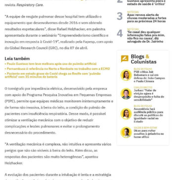 Tecnologia brasileira reduz em 80% uso de `pulmão artificial` em pacientes com insuficiência respira – Folha de Pernambuco Digital