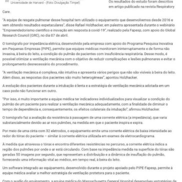 Tecnologia brasileira reduz uso de pulmão artificial em paciente grave – Folha de Sabará