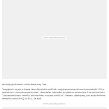 Tecnologia brasileira reduz uso de pulmão artificial em paciente grave – Portal Manhumirim