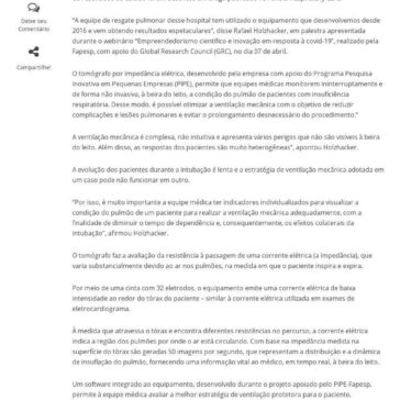 Tecnologia brasileira reduz uso de pulmão artificial em paciente grave – Rosenwal Ferreira