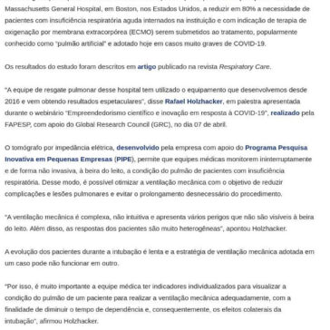 Tecnologia brasileira reduz em 80% o uso de `pulmão artificial` em pacientes – Diário de Votuporanga