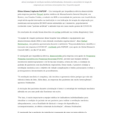 Tecnologia brasileira reduz em 80% o uso de `pulmão artificial` em pacientes com insuficiência respiratória aguda – Saense