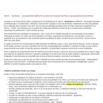 Qualindoor completa 13 anos de atuação em prol à Qualidade do Ar Interno – Abrava