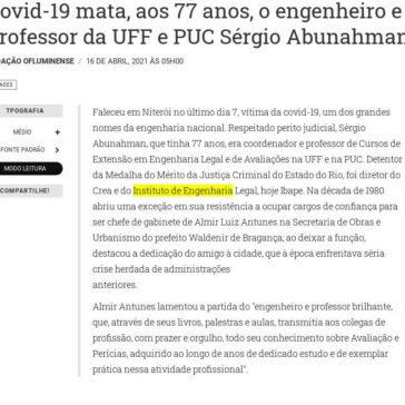 Covid-19 mata, aos 77 anos, o engenheiro e professor da UFF e PUC Sérgio Abunahman – O Fluminense