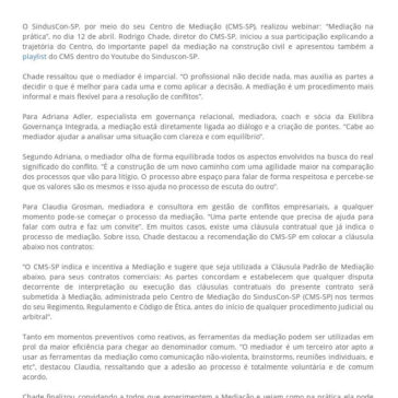 Mediação na prática foi tema de webinar do CMS – SindusCon