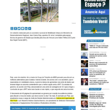 Especialista aponta 35 `erros` na troca do VLT para o BRT – MATO GROSSO MAIS NOTÍCIAS