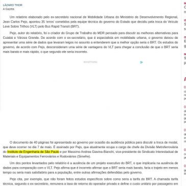 Especialista aponta 35 `erros` na troca do VLT para o BRT – Folha Max