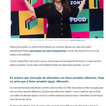 MEUS APRENDIZADOS EM INOVAÇÃO DE ALIMENTOS NOS ÚLTIMOS 5 ANOS – Sra. Inovadeira