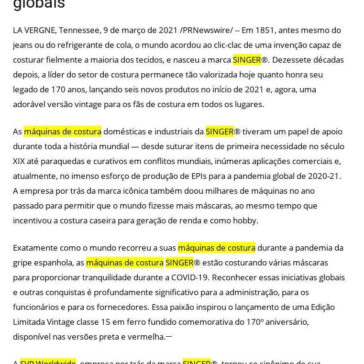 SINGER® comemora 170 anos de inovações globais – Dica App do Dia