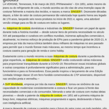 SINGER® comemora 170 anos de inovações globais – Falando de Gestão