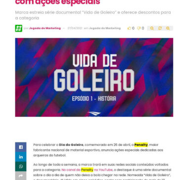 Penalty comemora o Dia do Goleiro com ações especiais – Abc da Comunicação