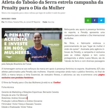 Atleta do Taboão da Serra estrela campanha da Penalty para o Dia da Mulher- SP Repórter Online
