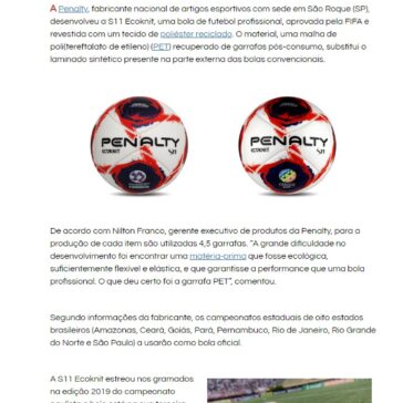Bola oficial de futebol revestida com plástico reciclado- Plástico Industrial
