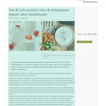 Tate & Lyle promove série de treinamentos digitais sobre estabilizantes – Food News Latam