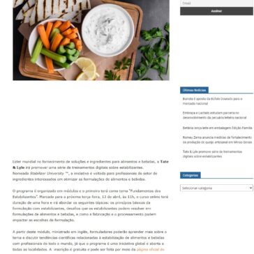 Tate & Lyle promove série de treinamentos digitais sobre estabilizantes – Milknet
